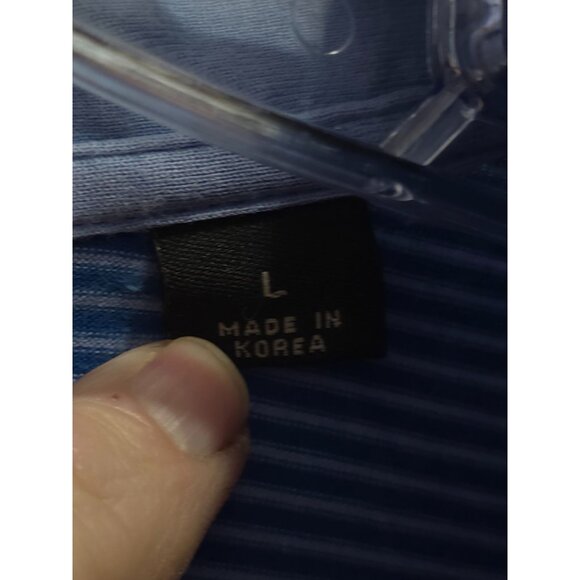 Callaway Collection Blue Striped Golf Polo Shirt Large Egyptian Cotton - Picture 6 of 8